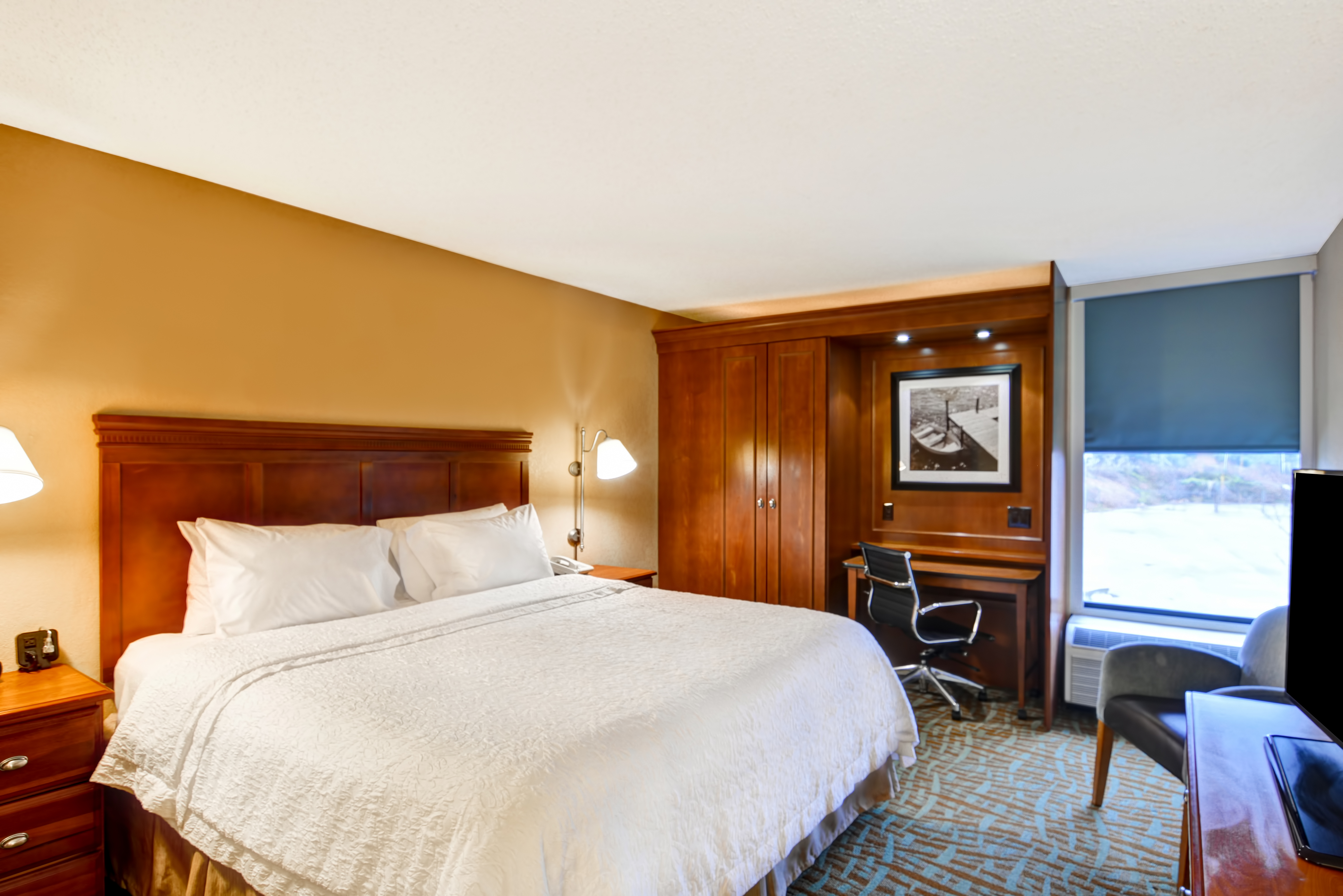 King Bed Suite with Work Desk, Outside View and Television