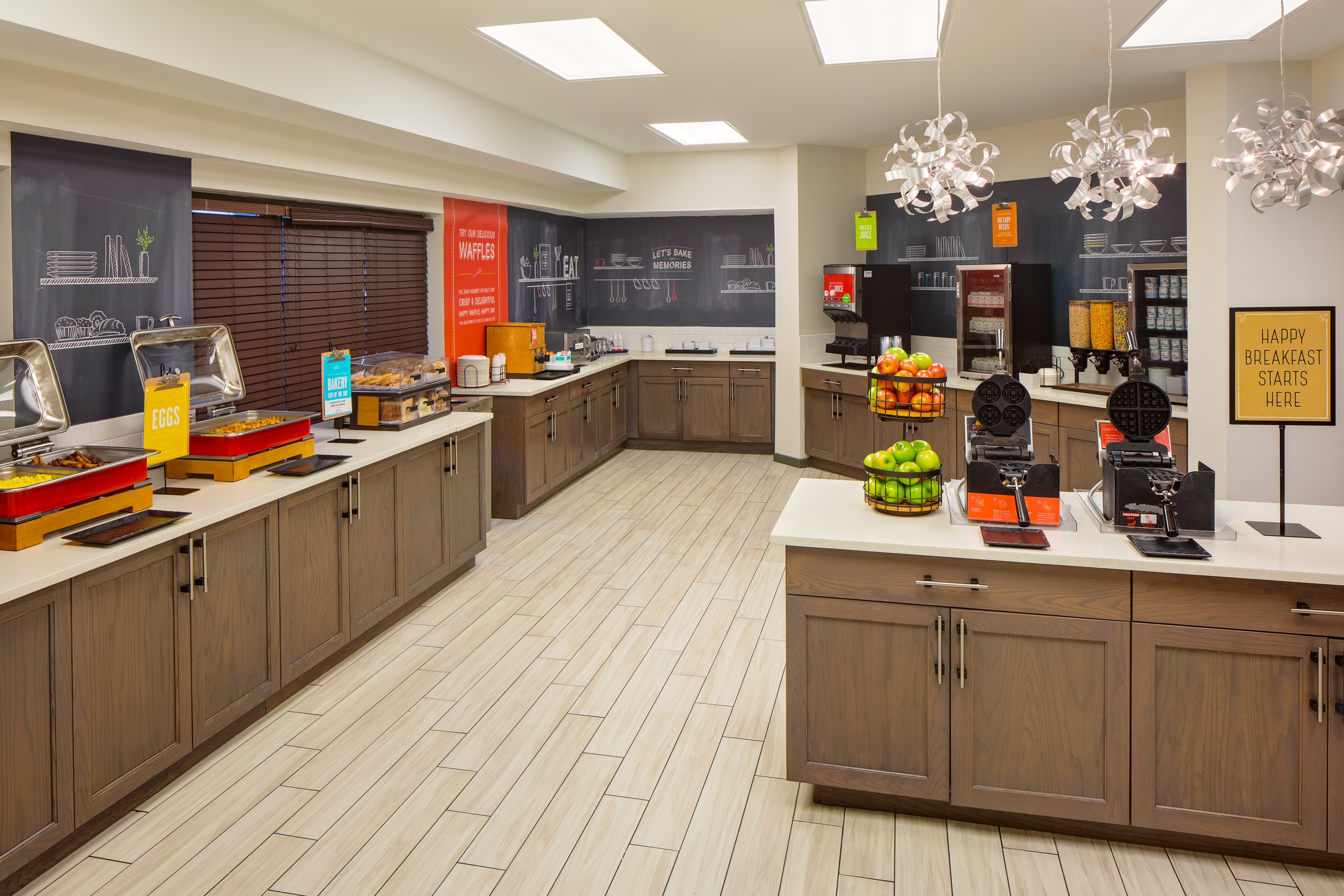 Breakfast Area with Fresh Fruits and Waffle Makers