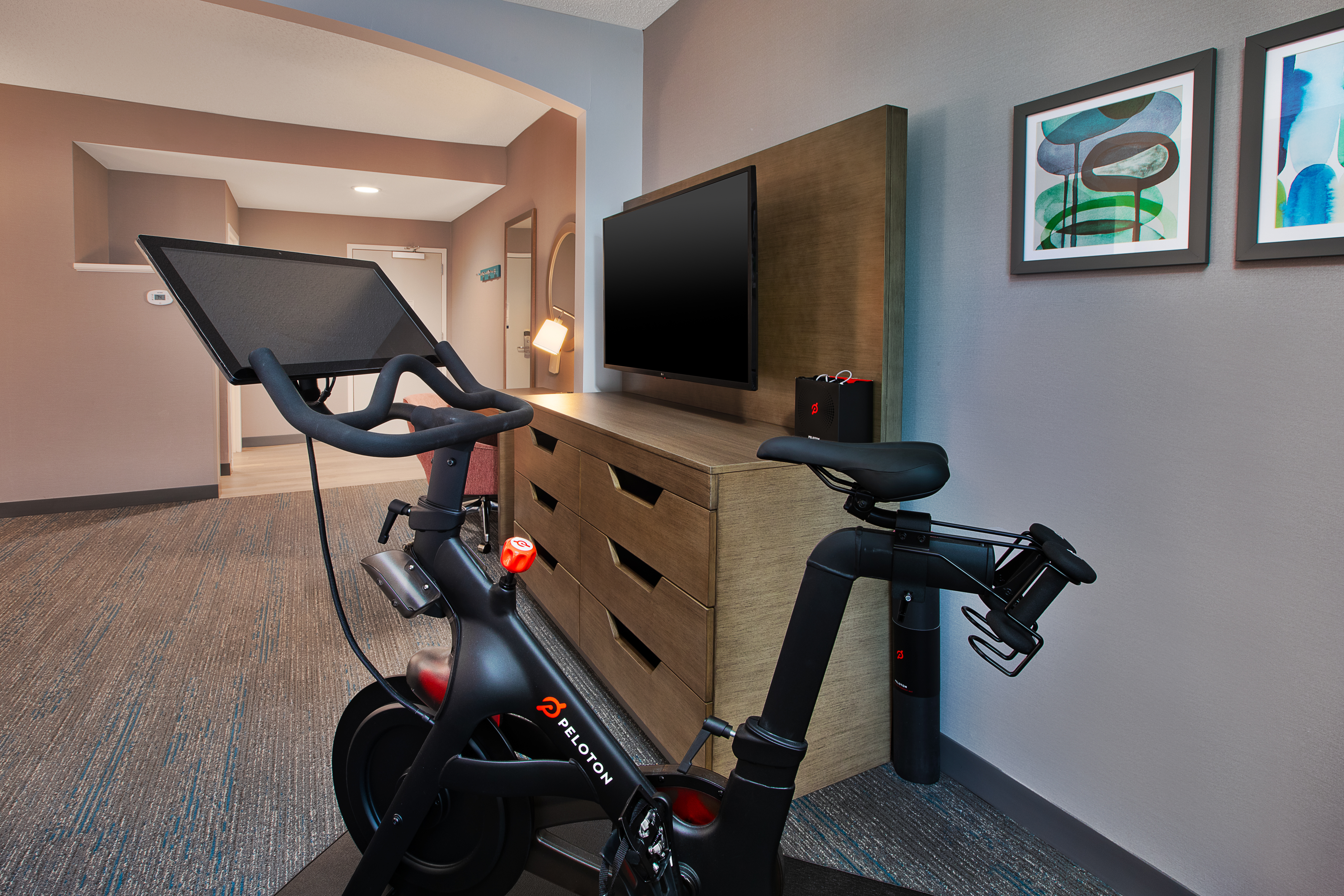 Peloton bike in the guest room.