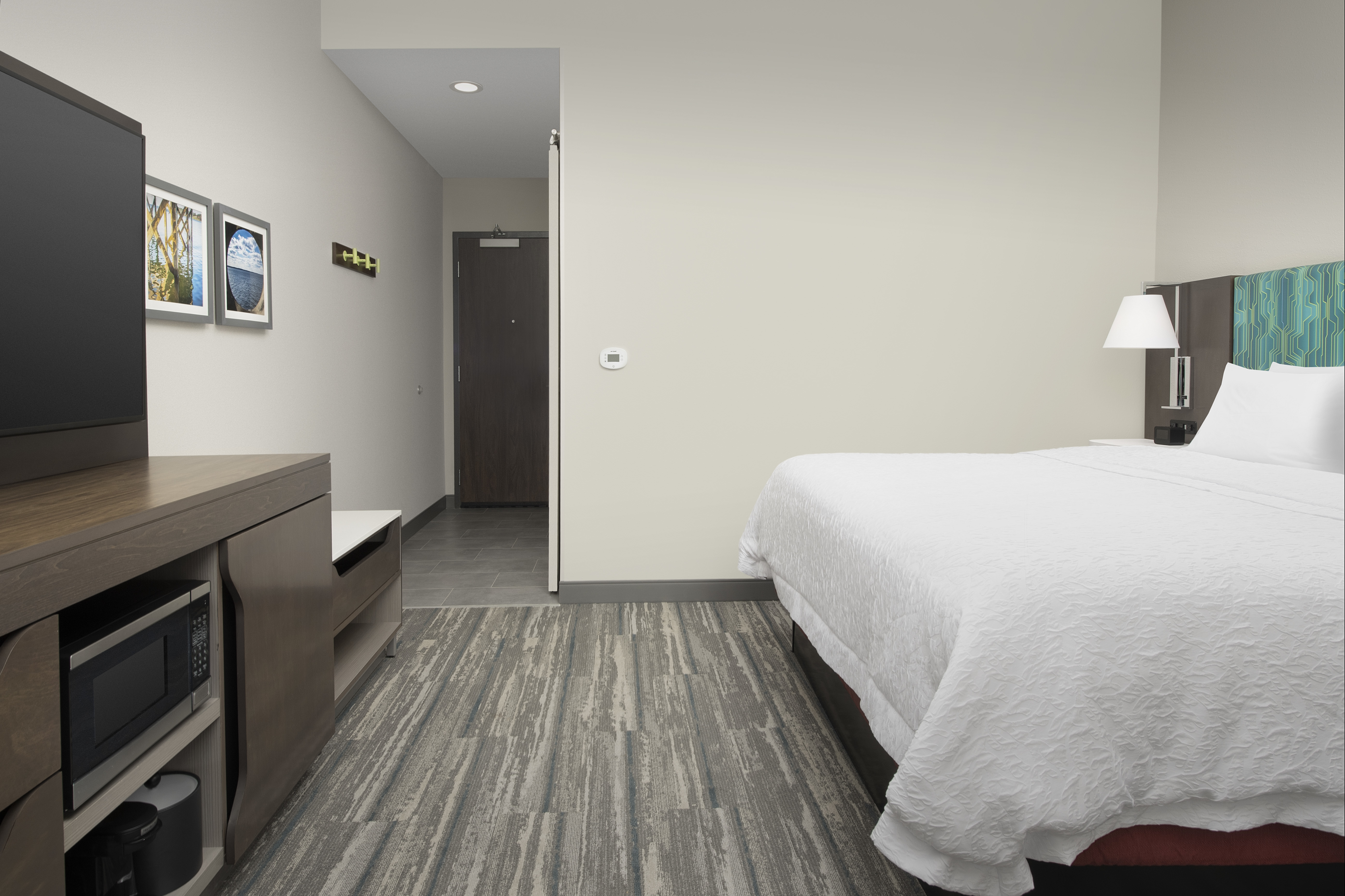 Guest Room with Bed Microwave and HDTV