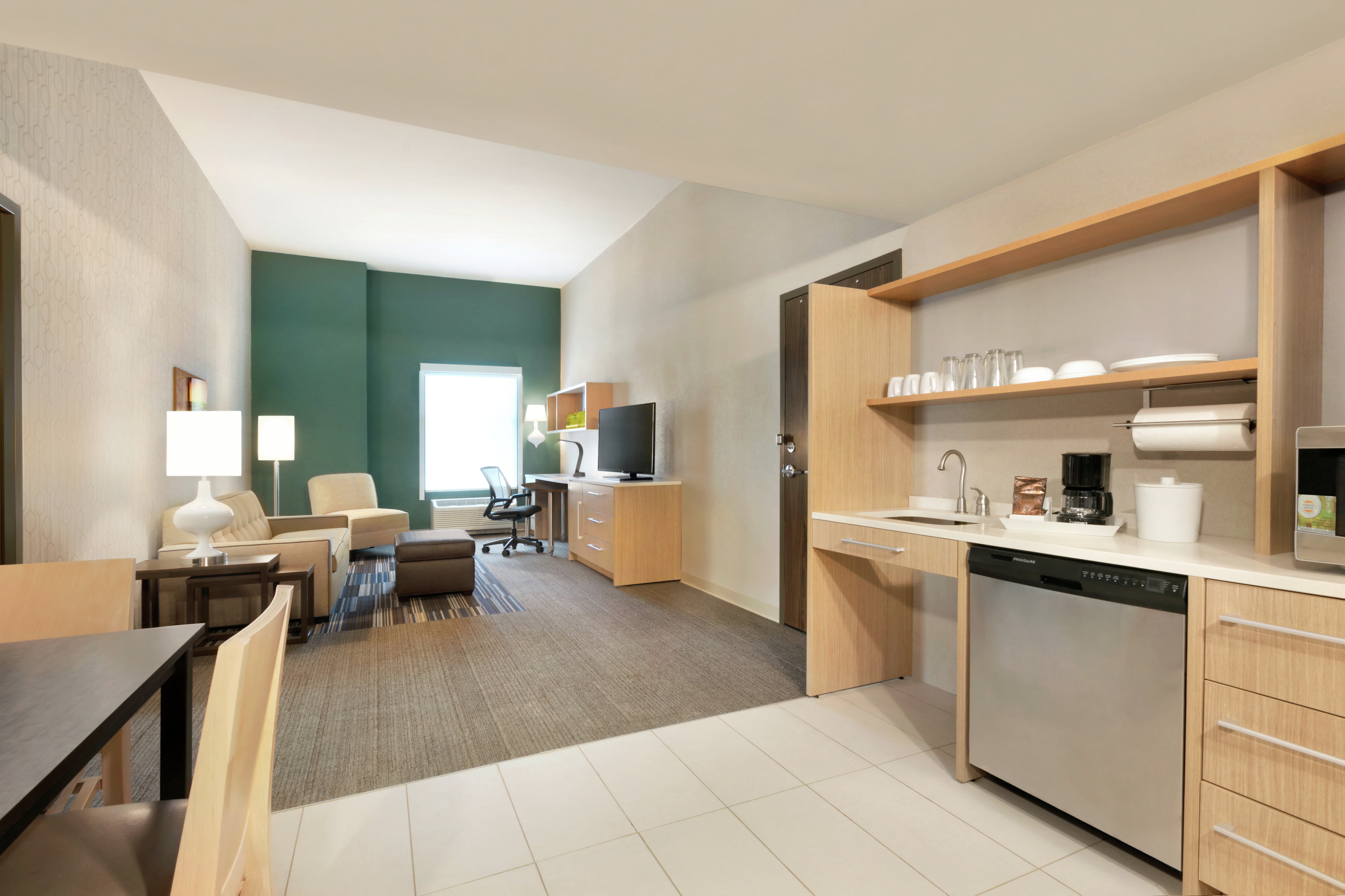 Living Area and Kitchen in Accessible King Suite with Separate Bedroom