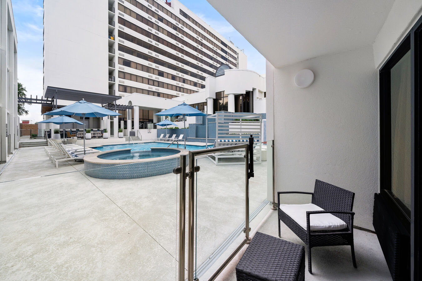 Guest Room Patio with Pool View