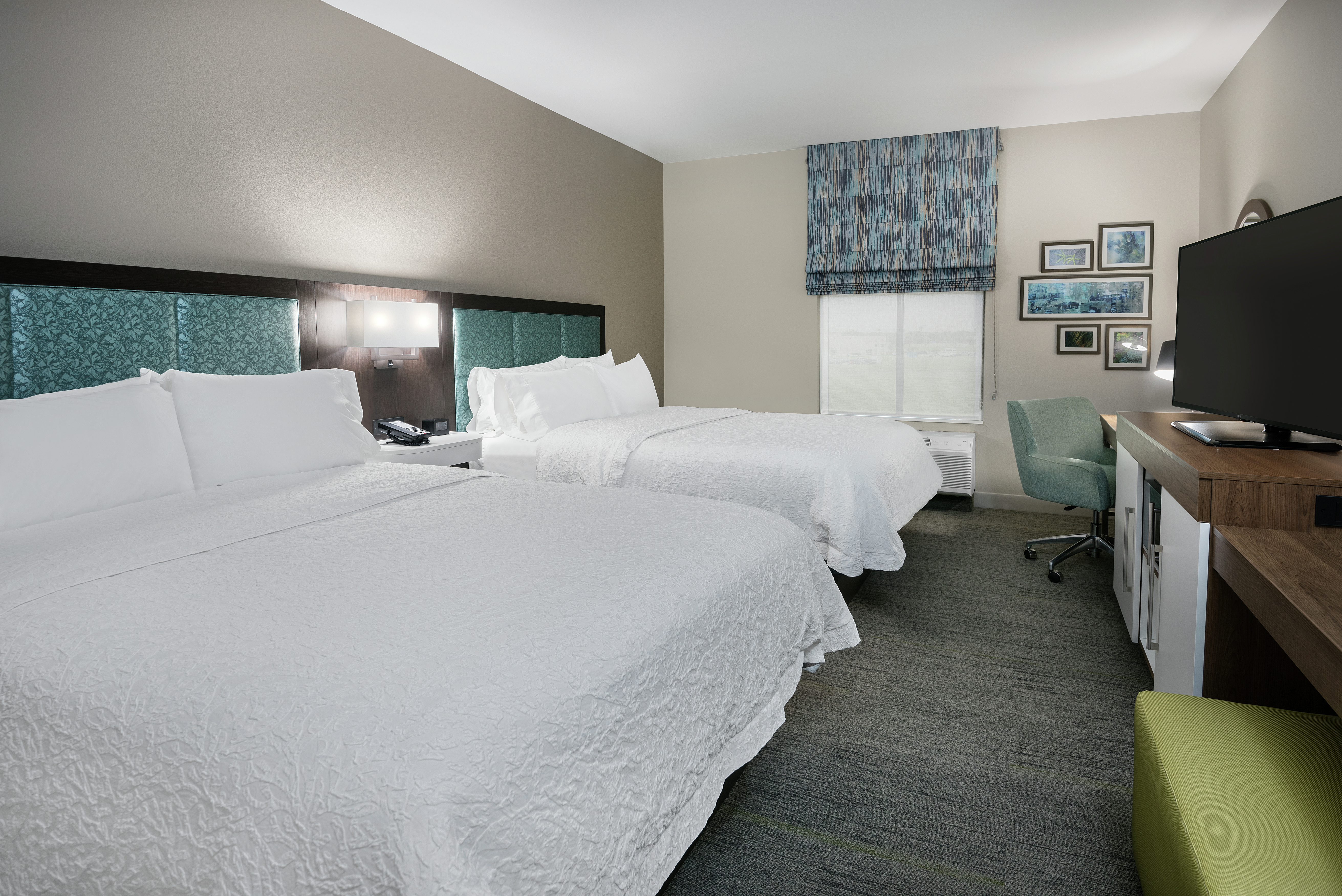 Two Queen Bedroom with TV and Desk