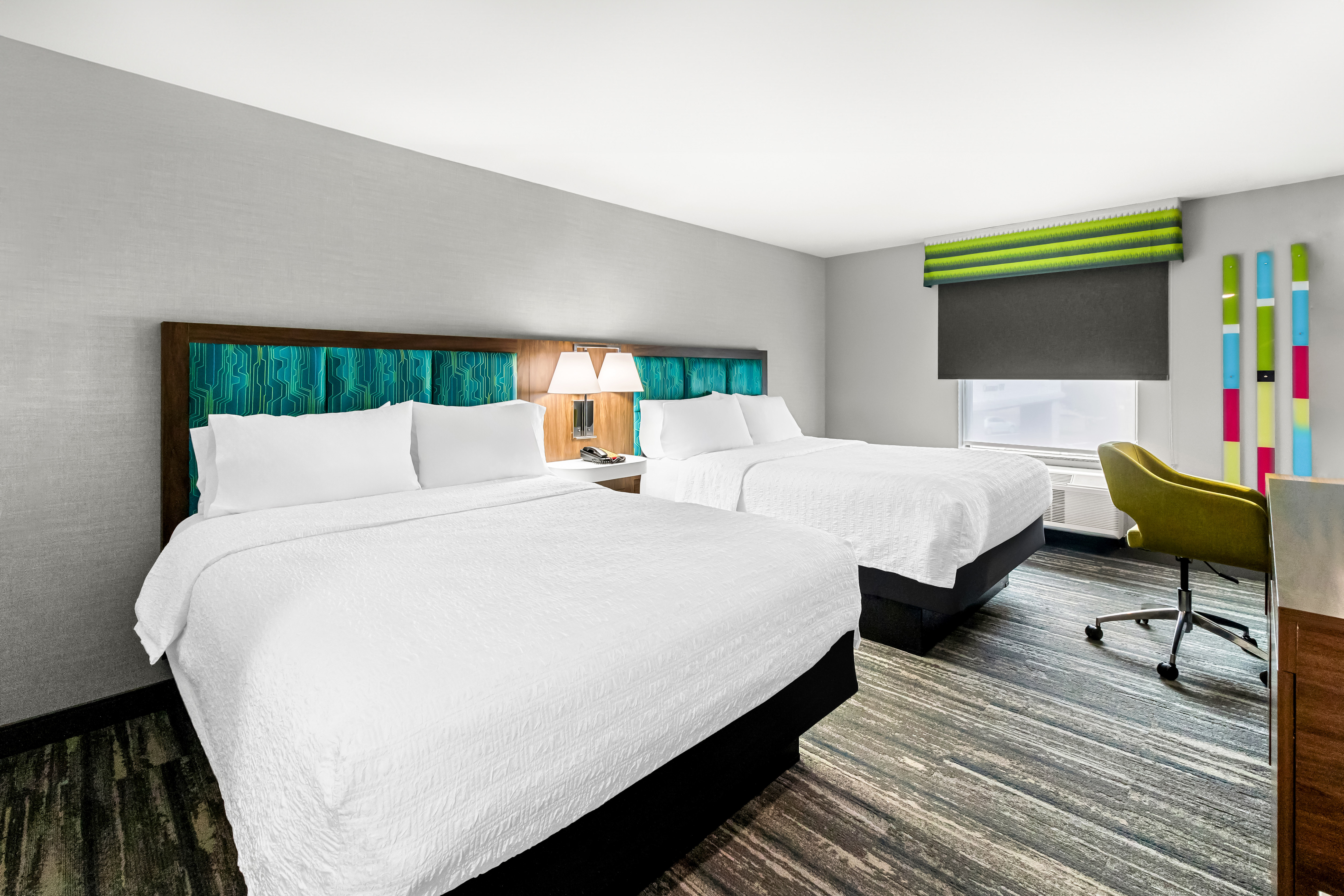 double beds with window