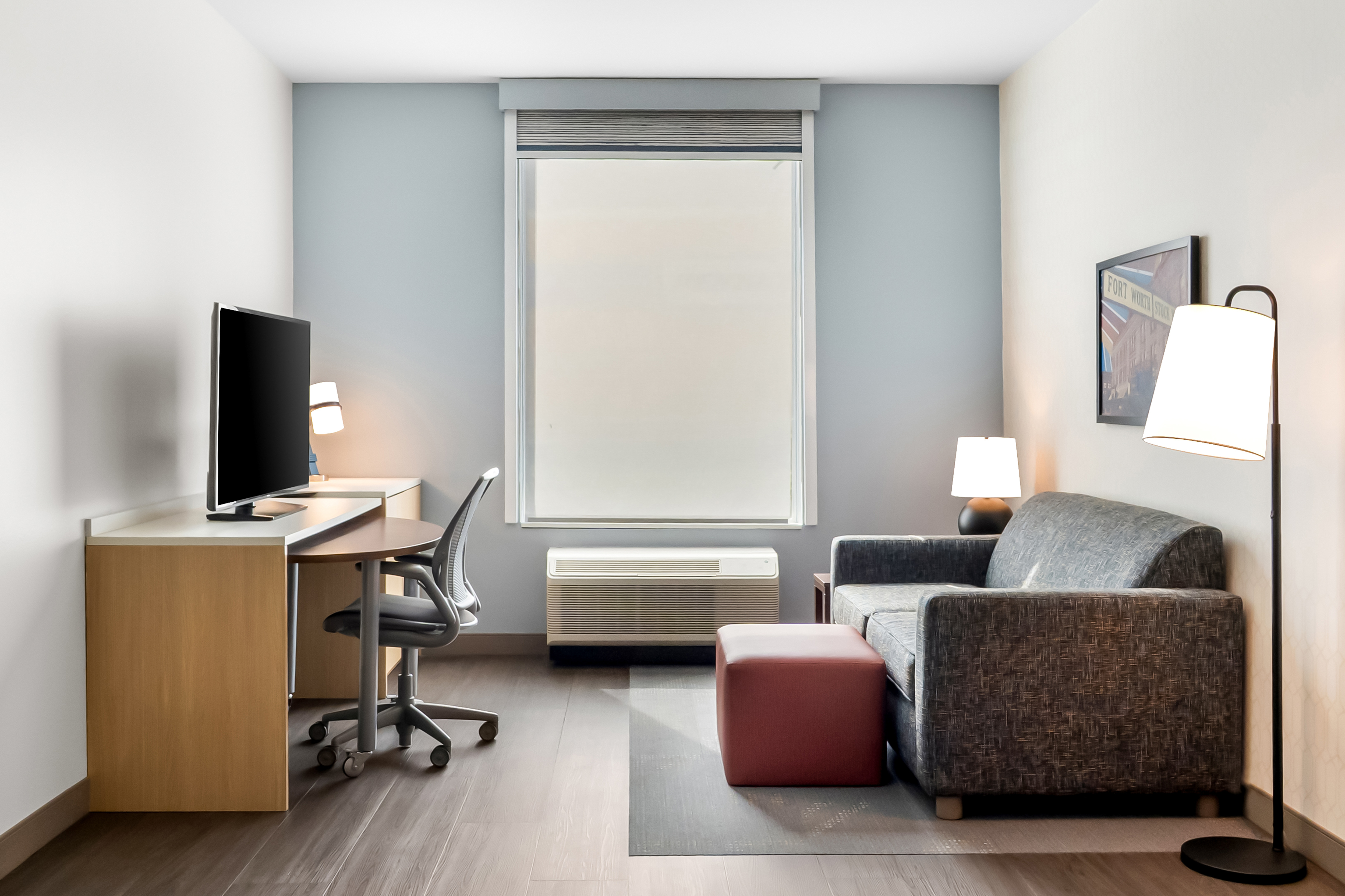accessible suite with living area and work desk