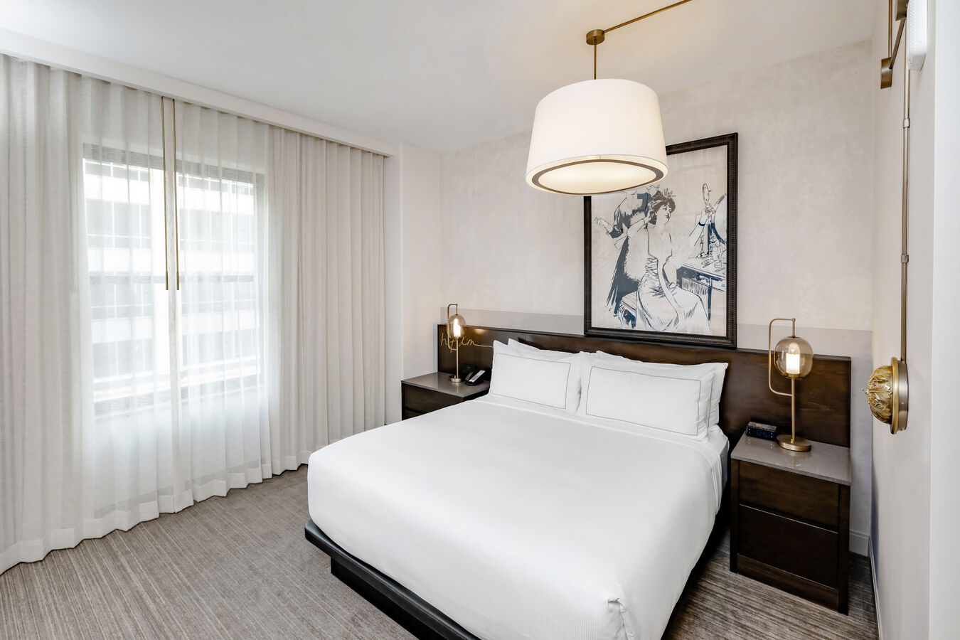 Angle View of Large Bed in Guest Room