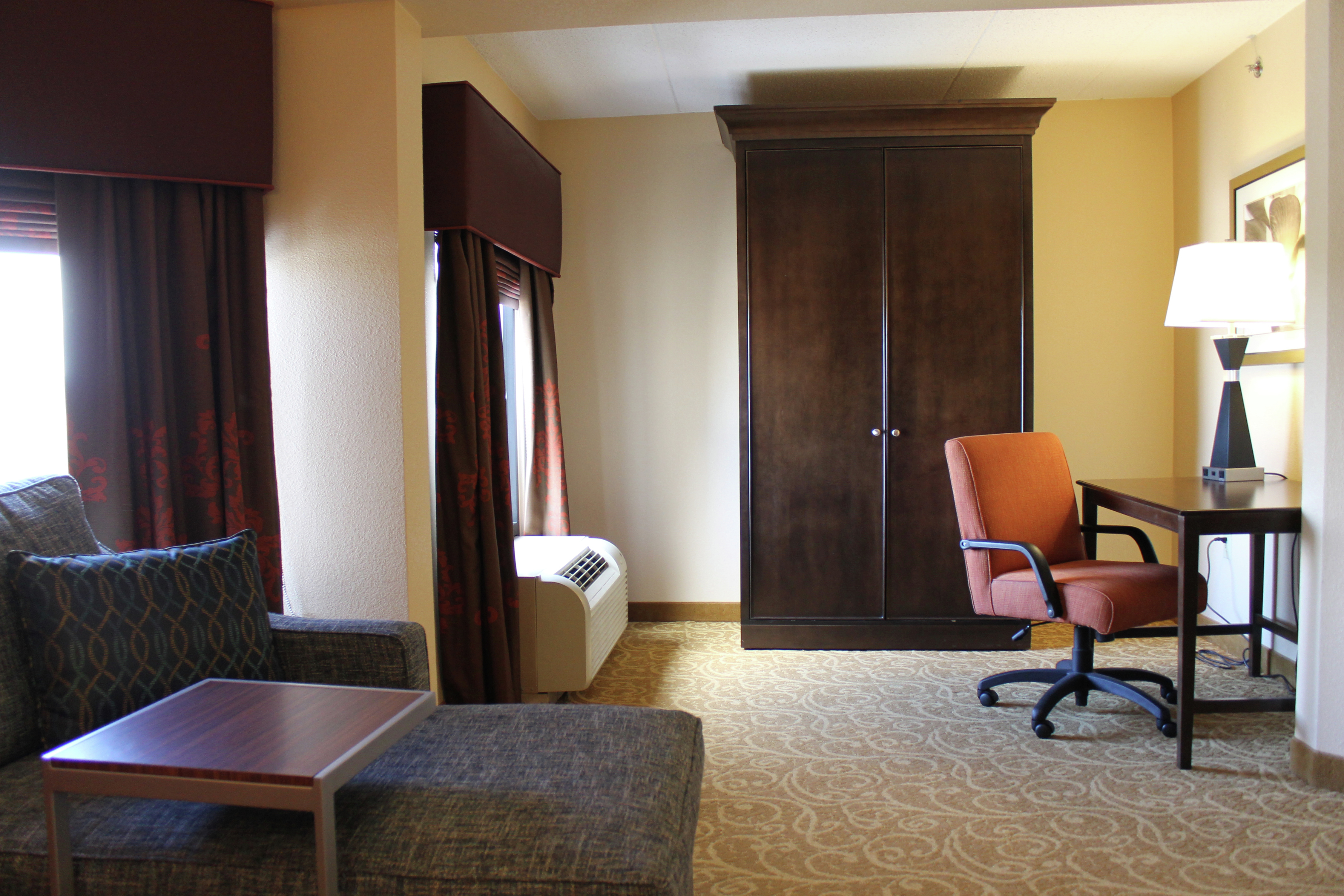a work desk in a hotel room