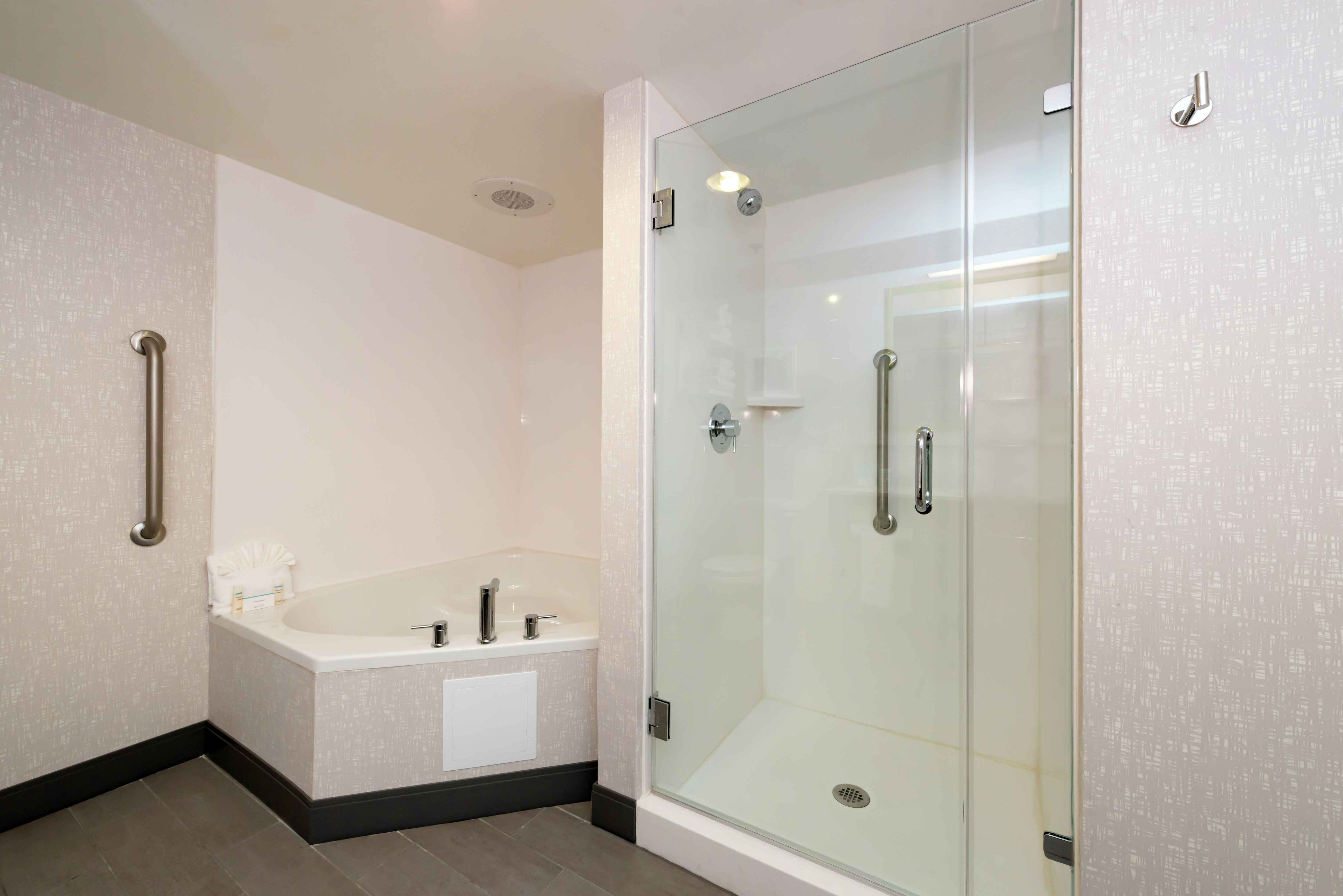Guest Bathroom with Whirlpool Tub and Walk-In Shower