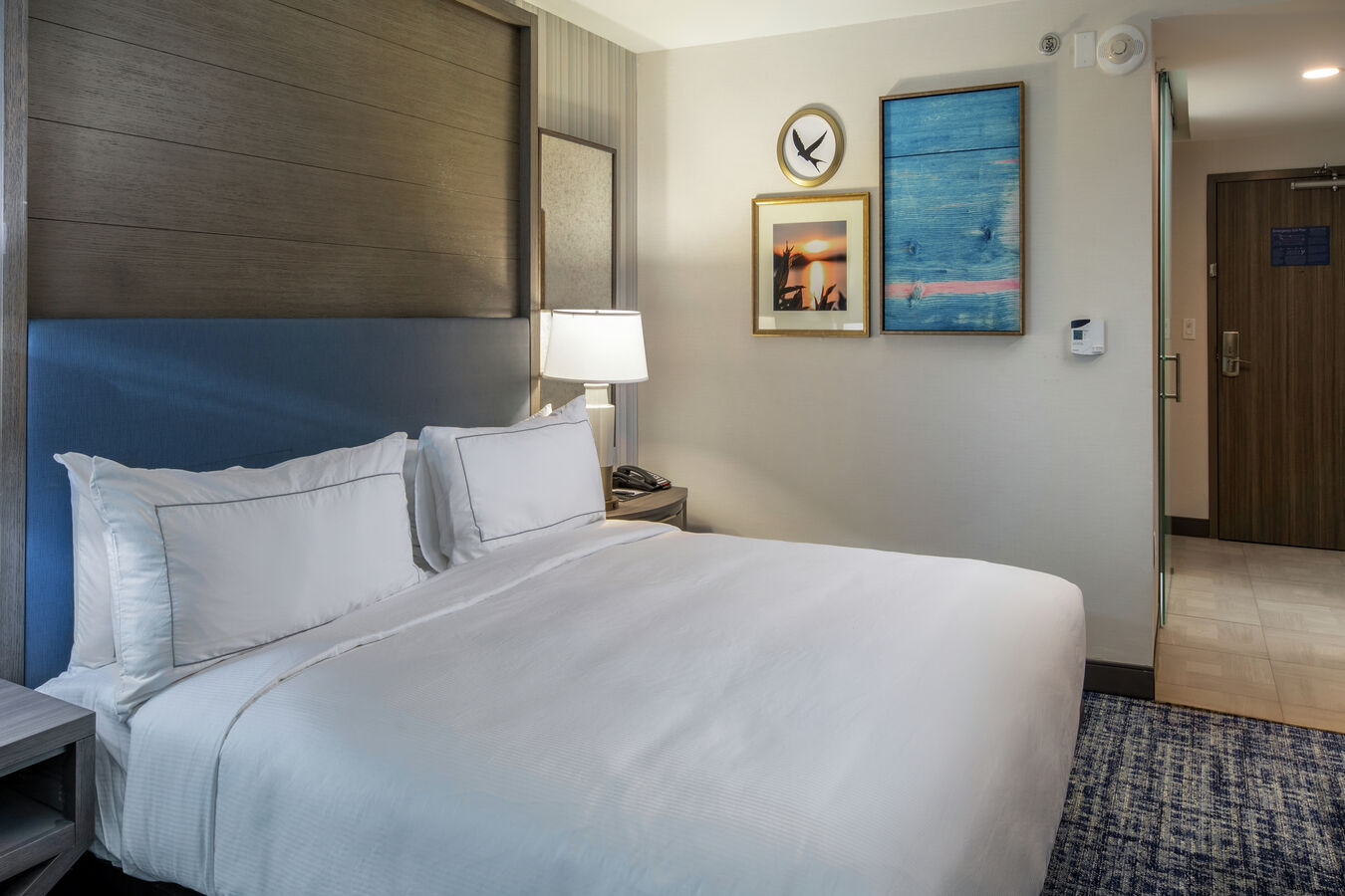 Bedroom with Large Bed and Desk Area