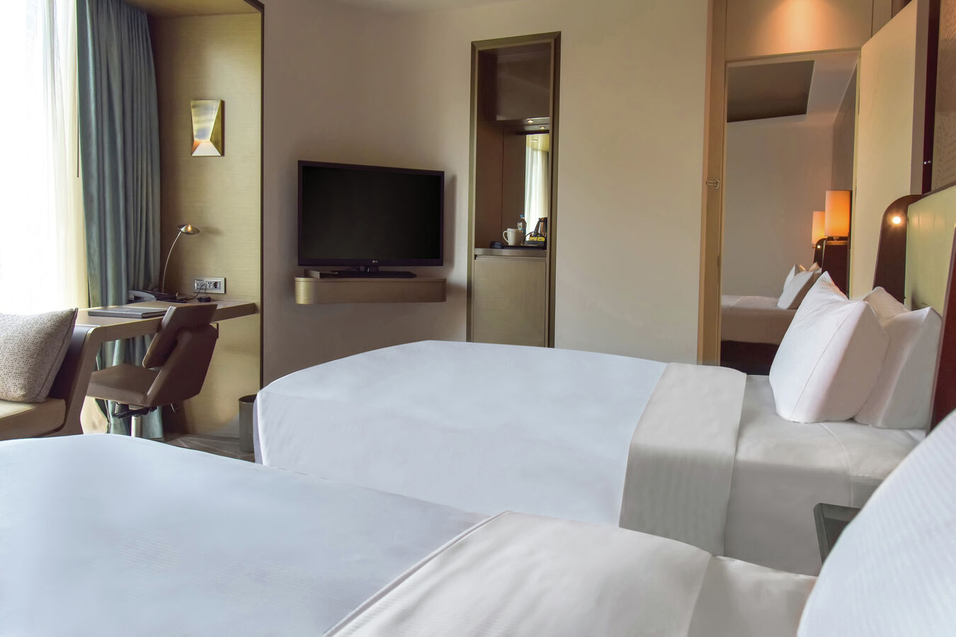 Guest Room with 2 Beds Desk and TV
