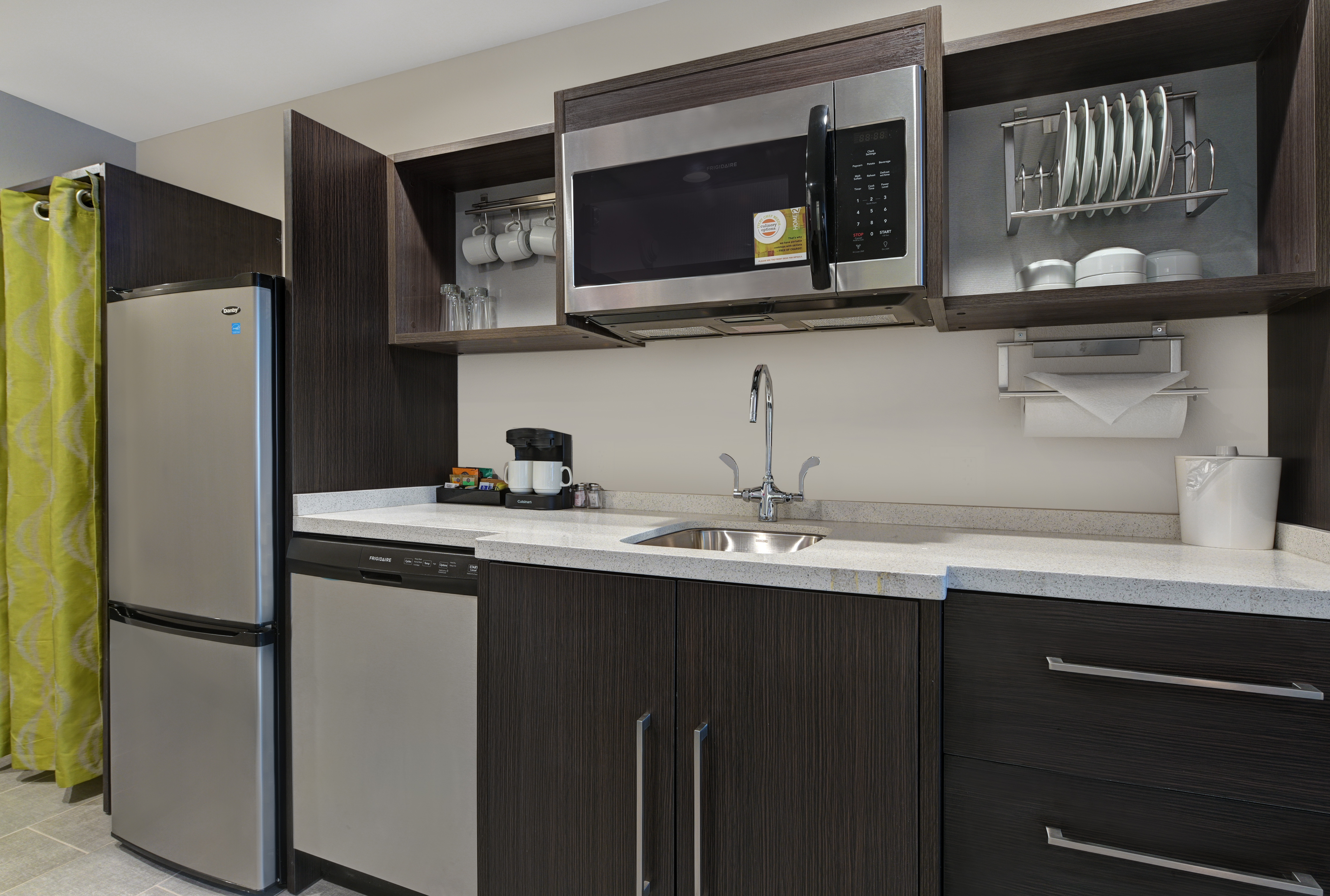 a guest room kitchen showing the appliances