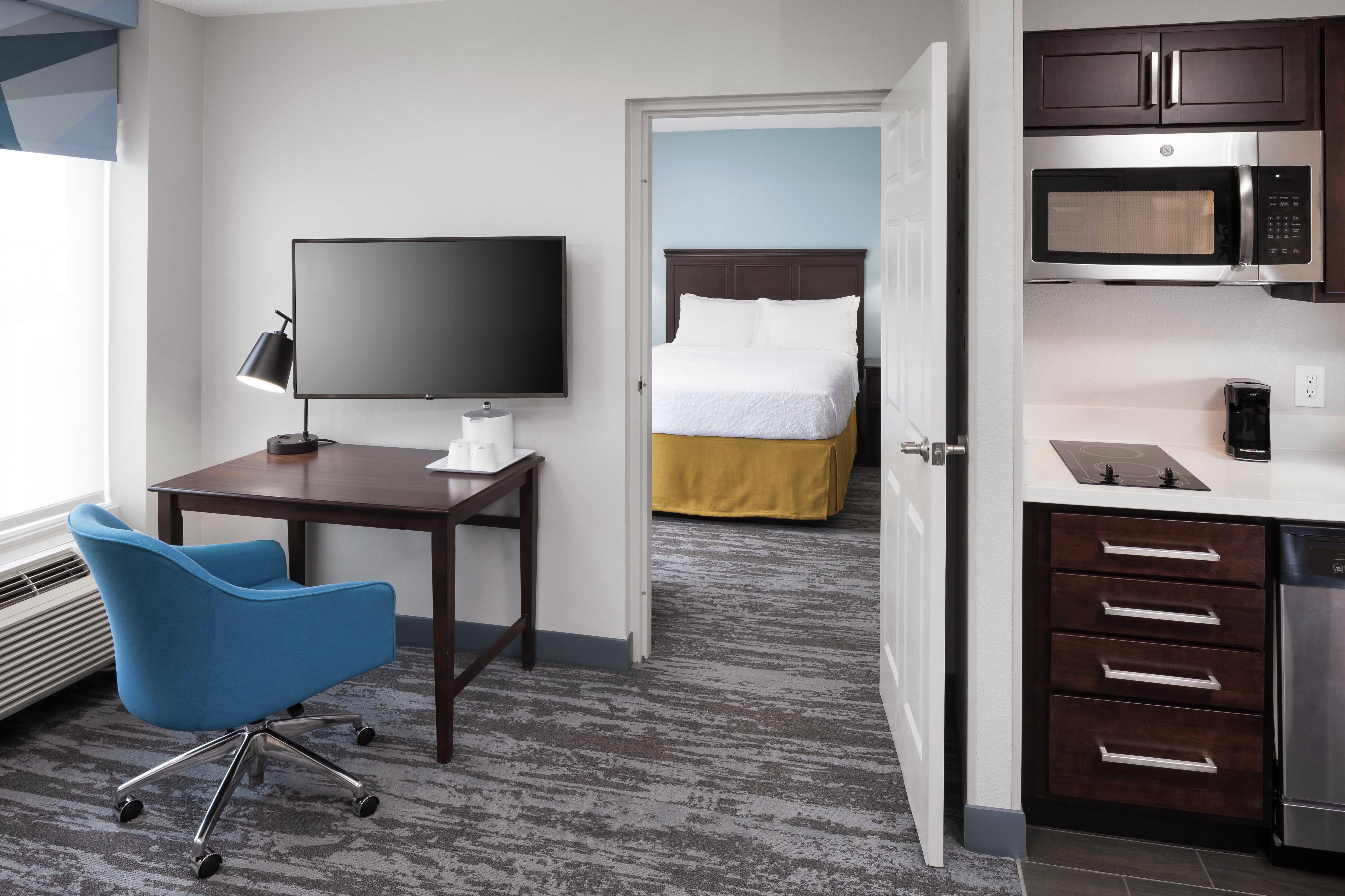 Queen Suite with Bed, Work Desk, Room Technology, and Kitchenette