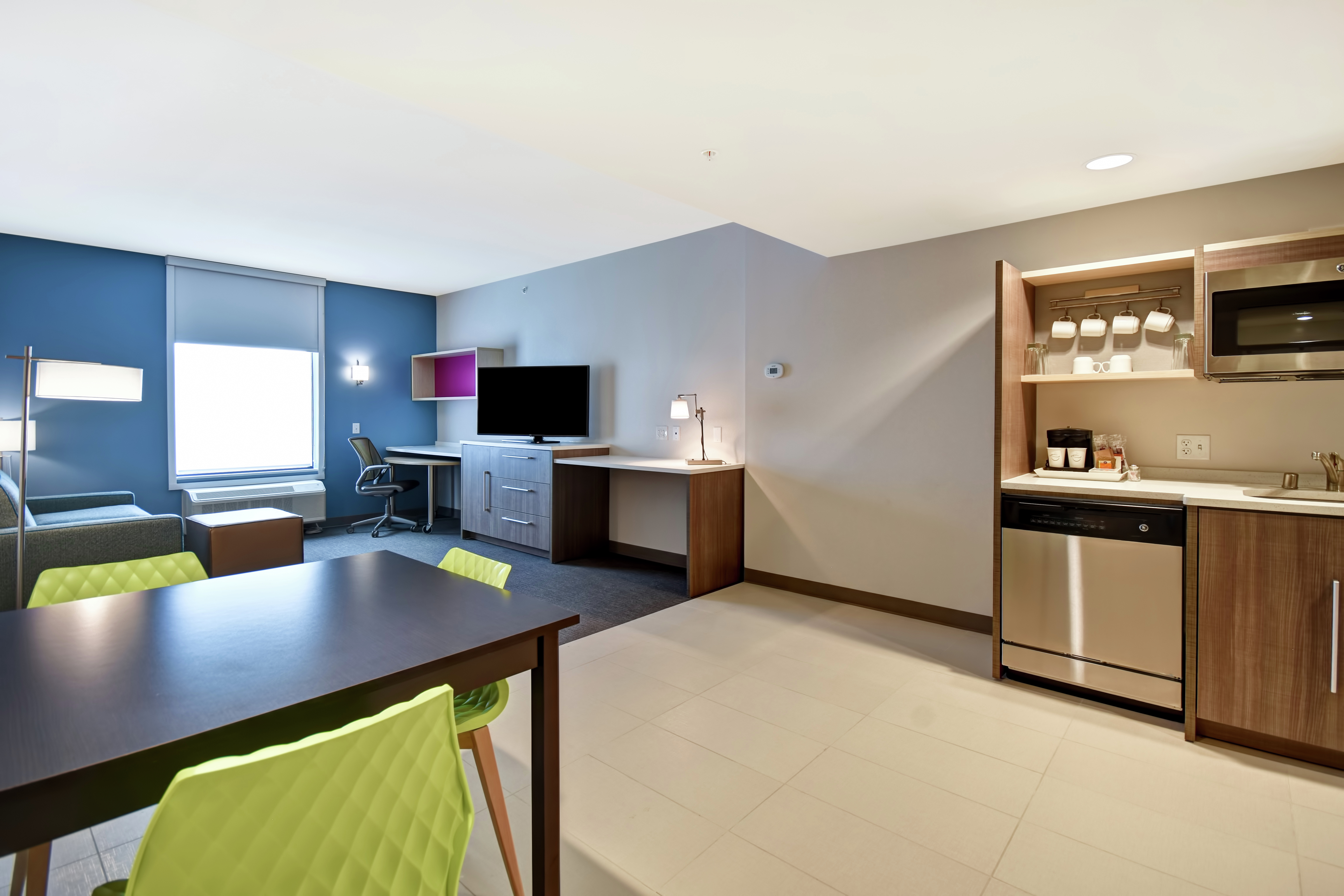 Suite Living Area, Kitchen, and Dining Area