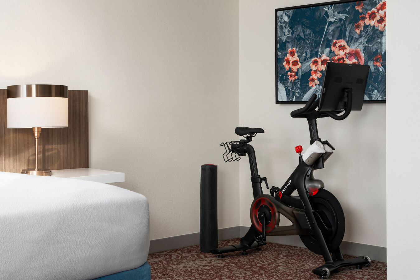 配备 Peloton 健身车的特大床客房