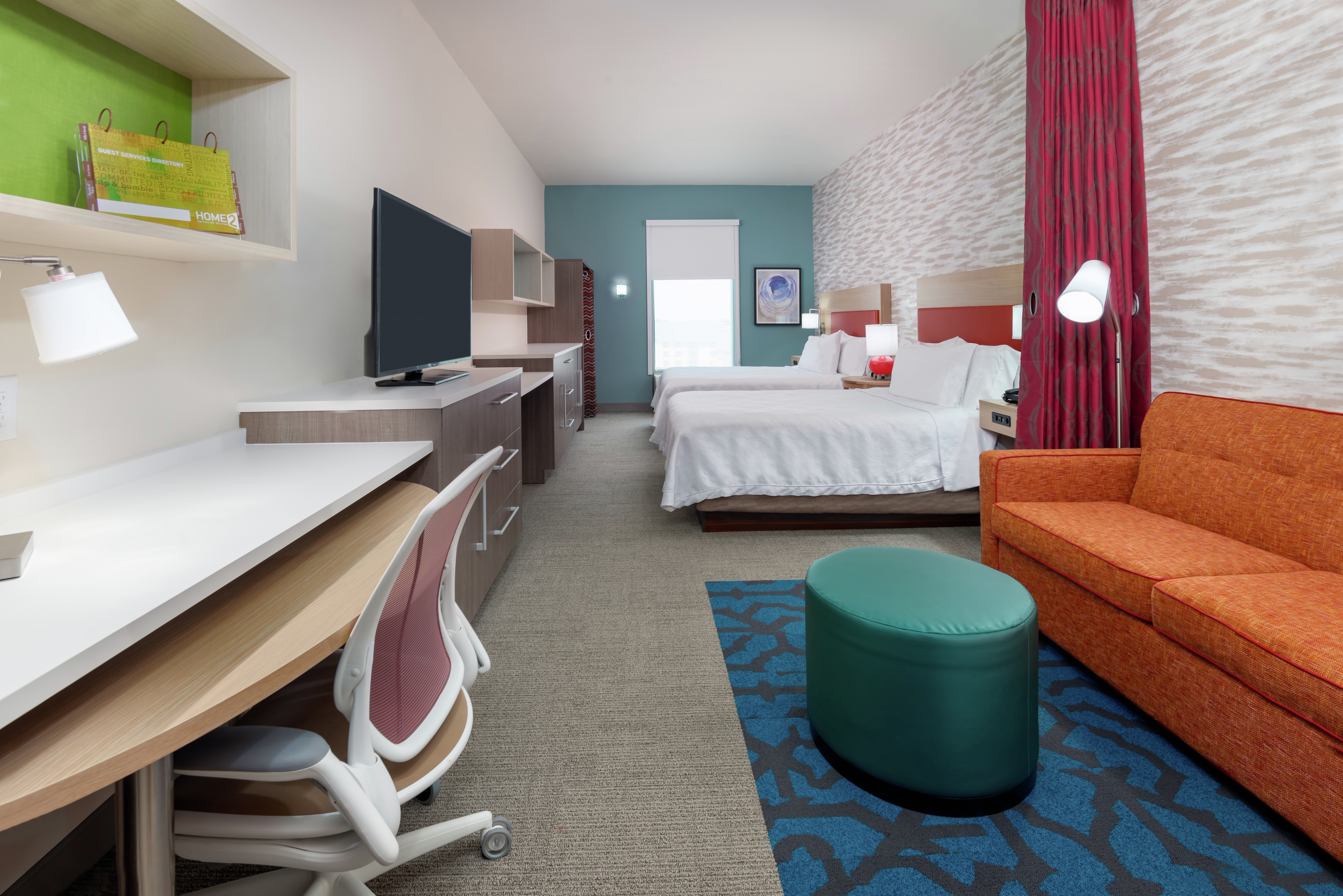 Two Queen Studio Suite with Lounge Area, Work Desk, and Room Technology