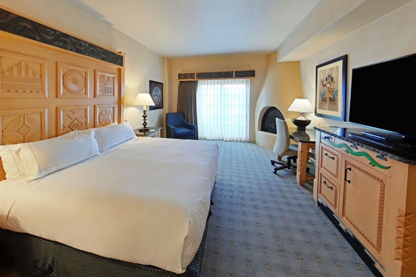 King bed and TV and Desk