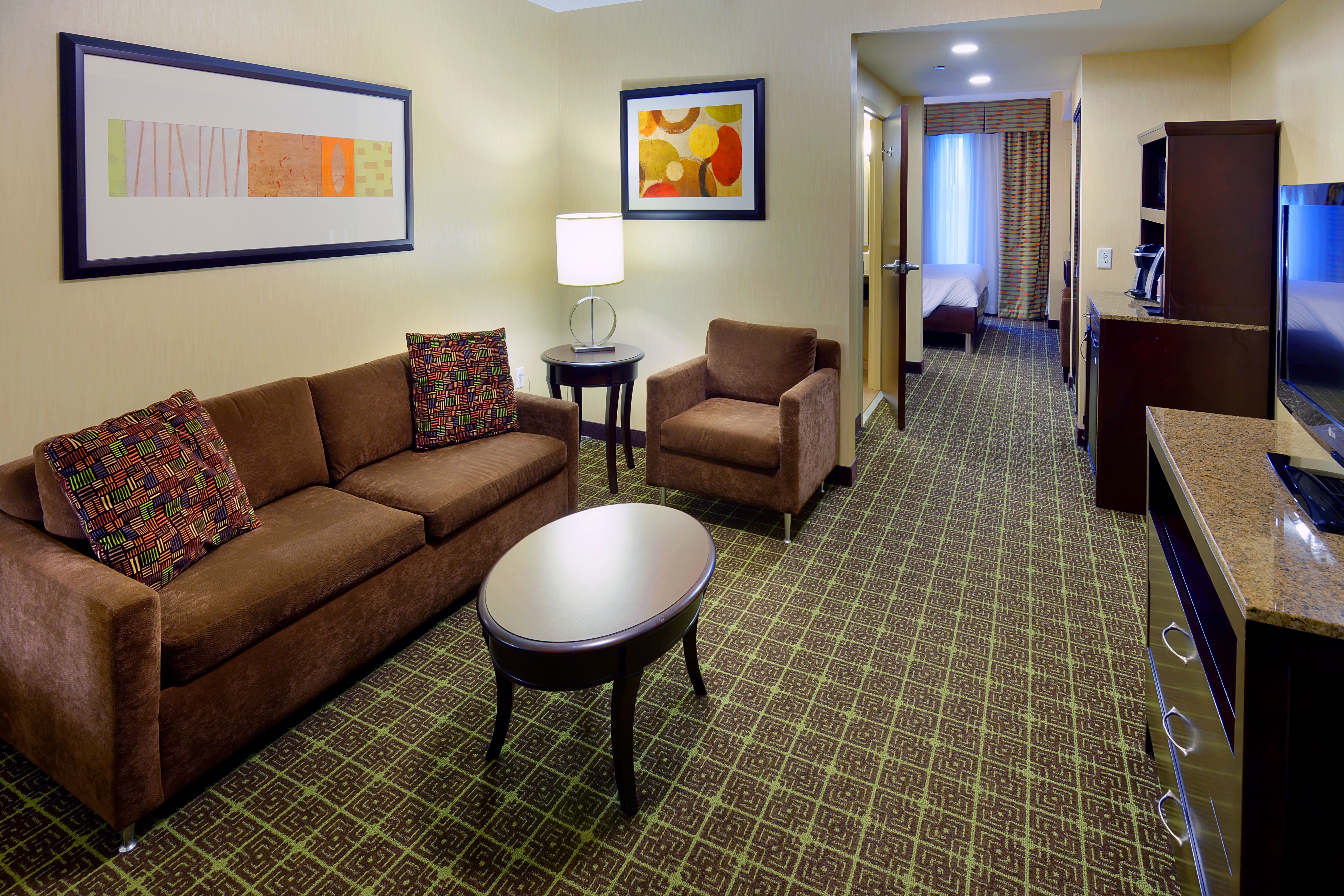 Guest Suite Lounge Area with Sofa and Television