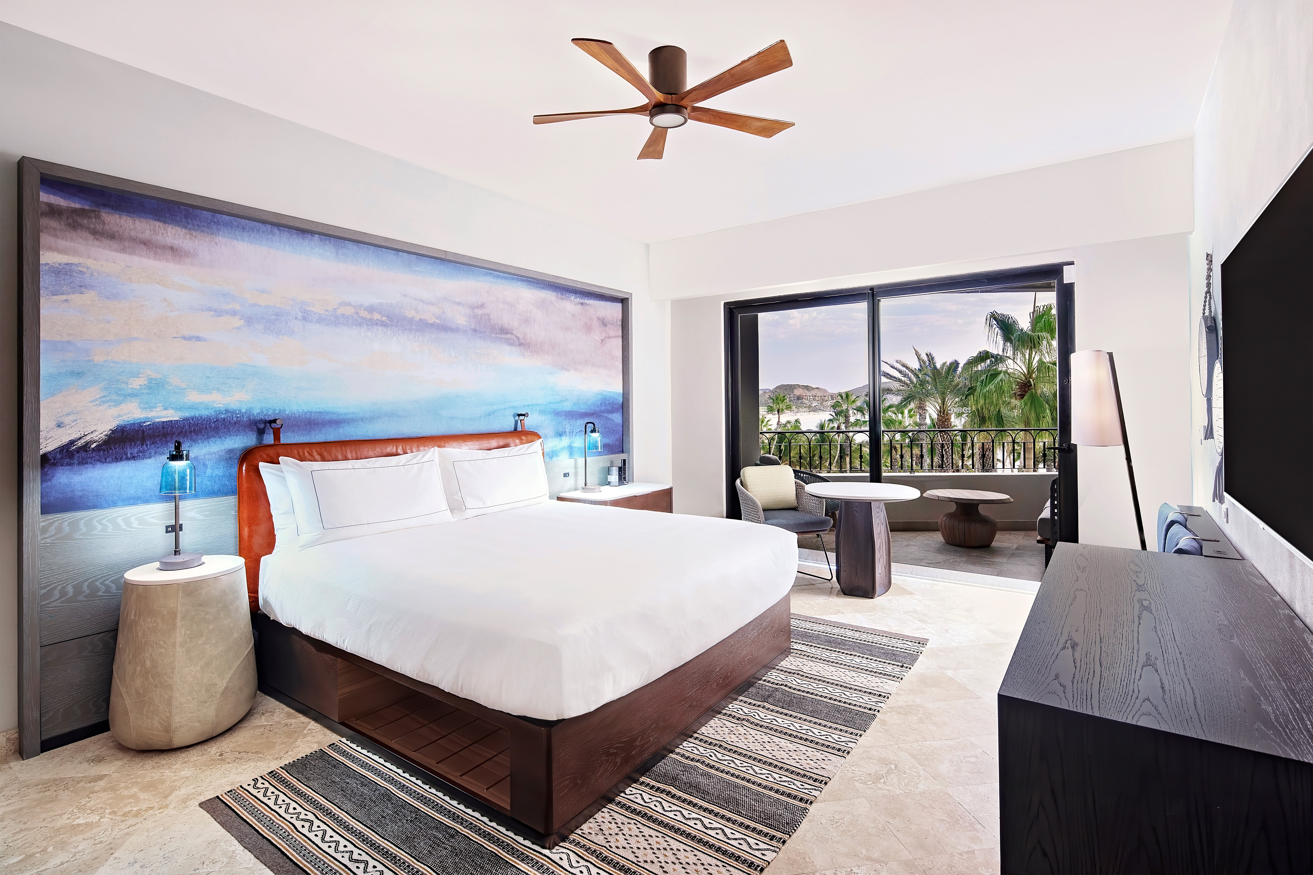 Large Bed HDTV and Partial Ocean View from Guest Room 