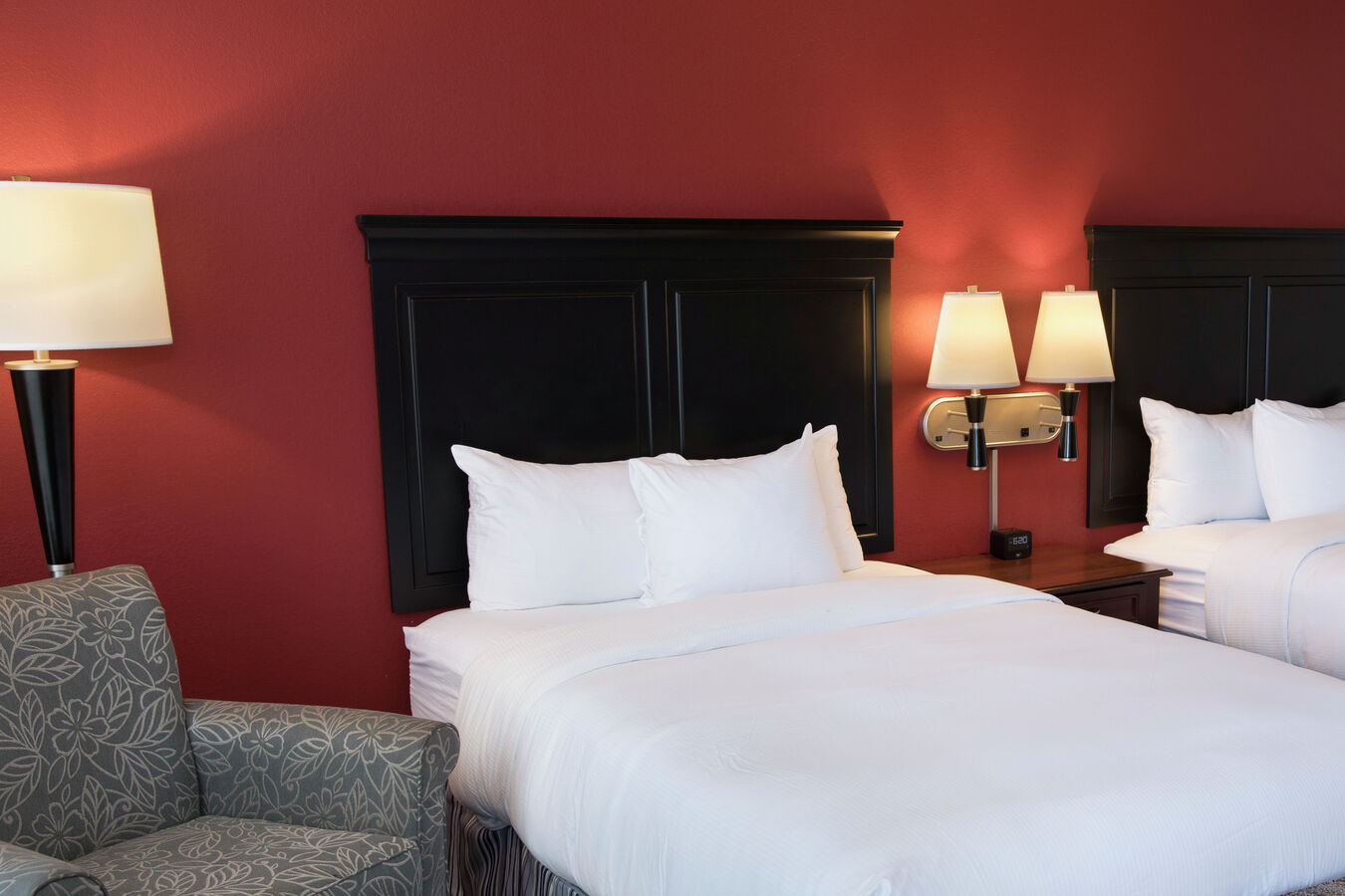 Standard Room with Two Double Beds and Armchair