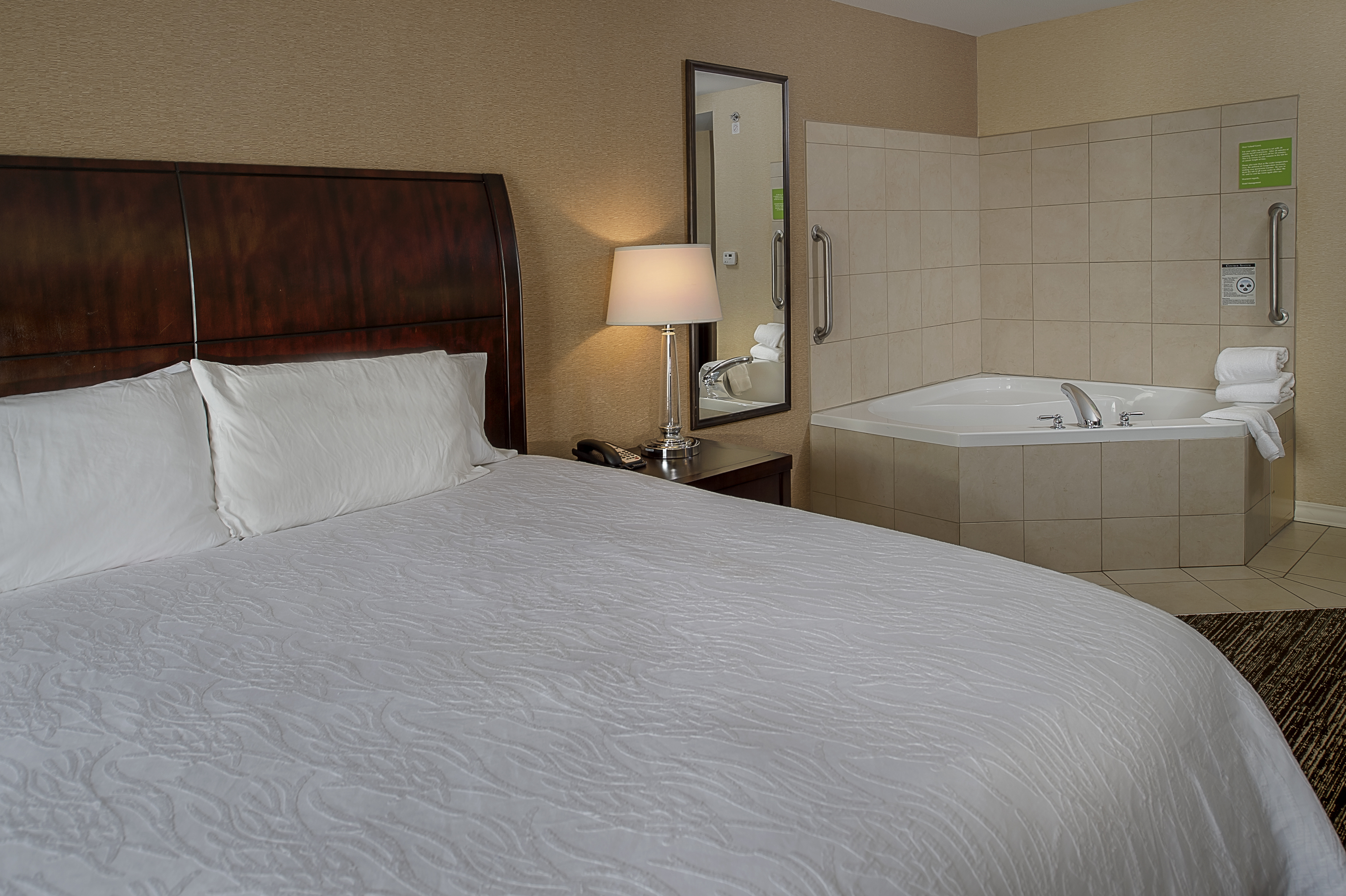 King bed with a whirlpool