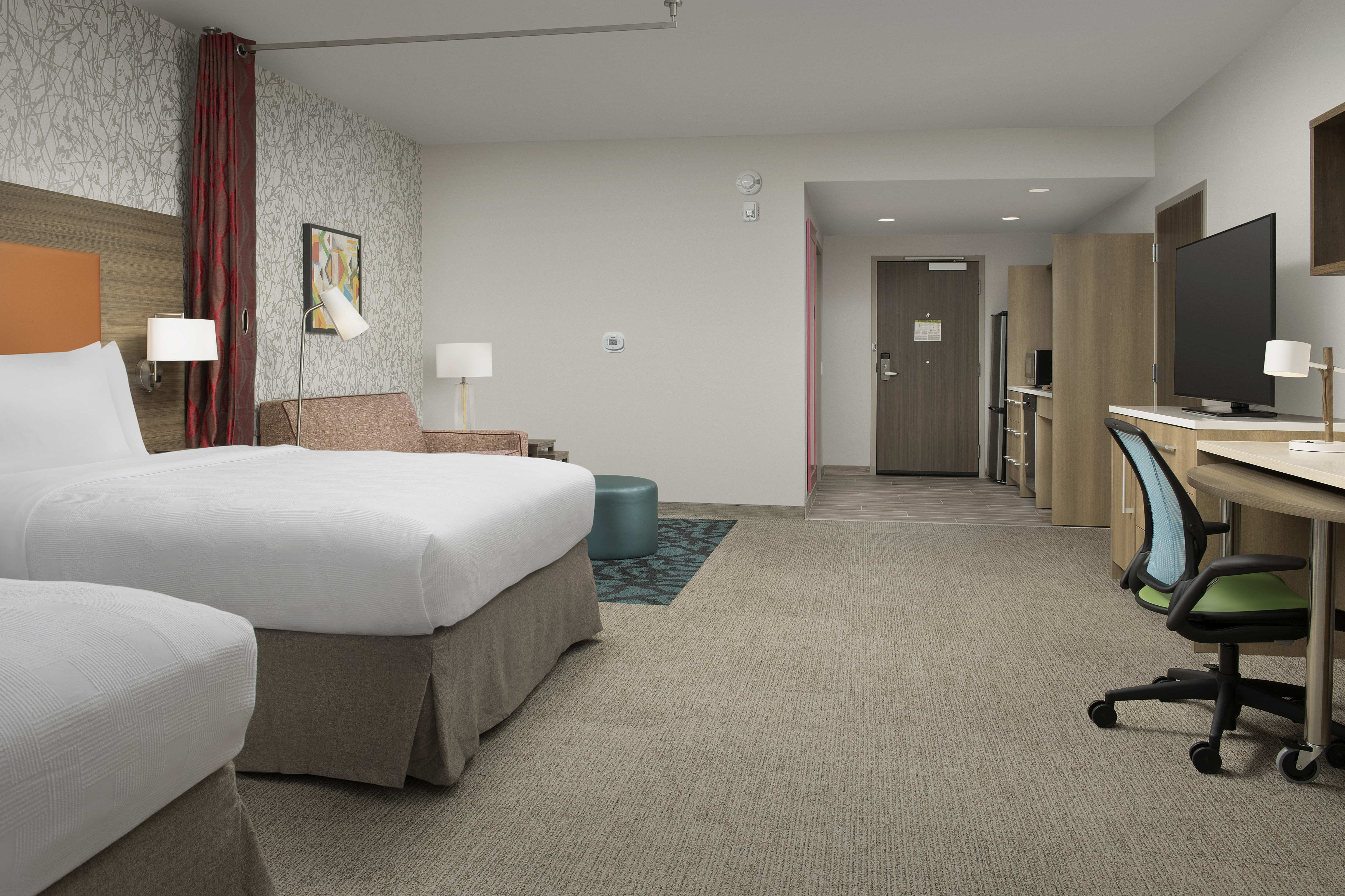 Accessible Guest Room with Two Beds HDTV and Work Desk