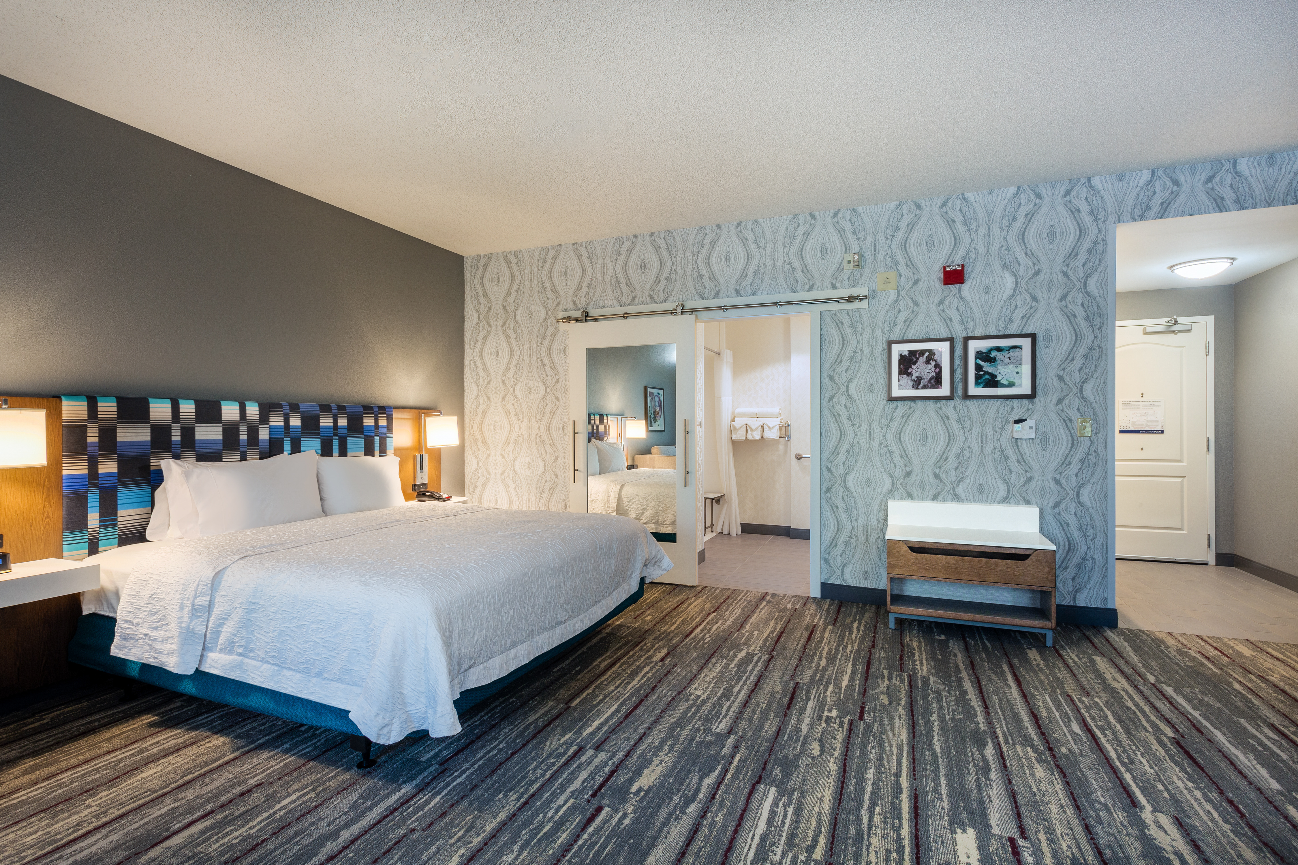 Accessible king suite with roll in shower